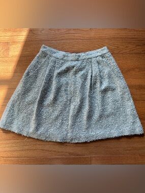 Alice + Olivia Light Gray Sequin Bouclé A-Line Skirt